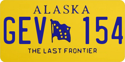 AK license plate GEV154