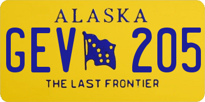AK license plate GEV205