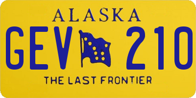 AK license plate GEV210