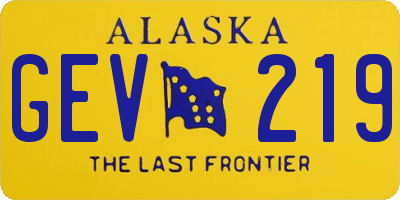 AK license plate GEV219