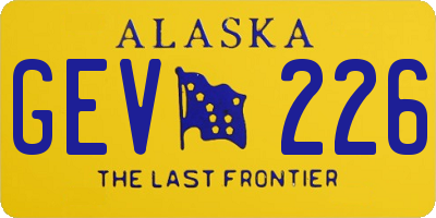 AK license plate GEV226