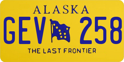 AK license plate GEV258