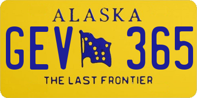 AK license plate GEV365