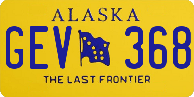 AK license plate GEV368