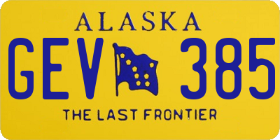 AK license plate GEV385