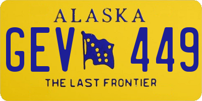 AK license plate GEV449