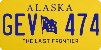 AK license plate GEV474