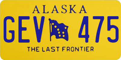 AK license plate GEV475