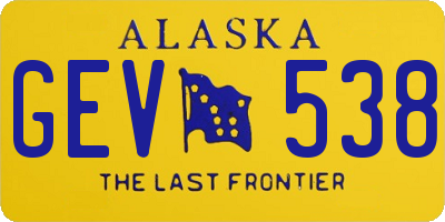 AK license plate GEV538