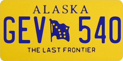 AK license plate GEV540