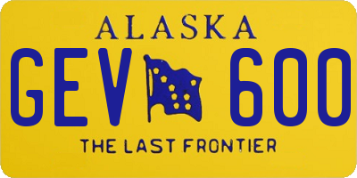 AK license plate GEV600