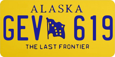 AK license plate GEV619