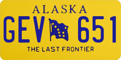 AK license plate GEV651