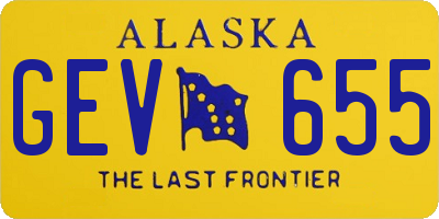 AK license plate GEV655