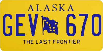 AK license plate GEV670