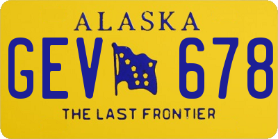 AK license plate GEV678