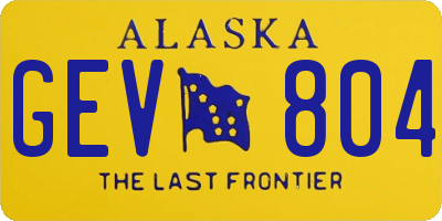AK license plate GEV804