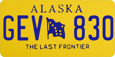 AK license plate GEV830
