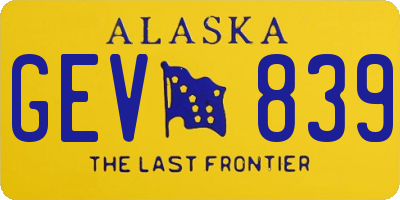 AK license plate GEV839