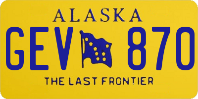 AK license plate GEV870