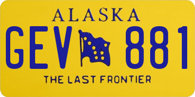 AK license plate GEV881