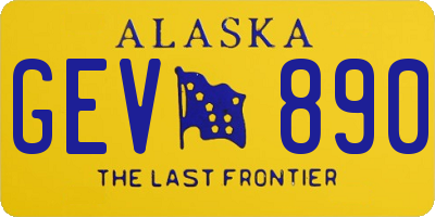 AK license plate GEV890