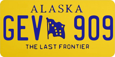 AK license plate GEV909
