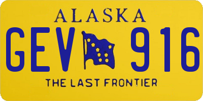 AK license plate GEV916