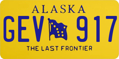AK license plate GEV917