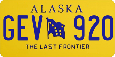 AK license plate GEV920