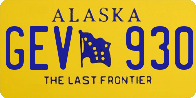 AK license plate GEV930
