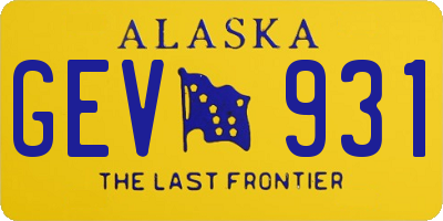AK license plate GEV931