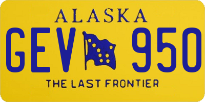 AK license plate GEV950
