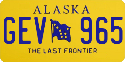 AK license plate GEV965