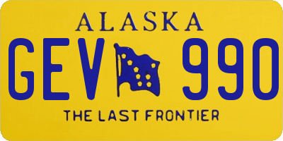 AK license plate GEV990