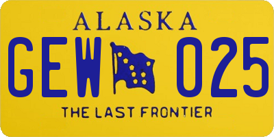 AK license plate GEW025