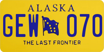AK license plate GEW070