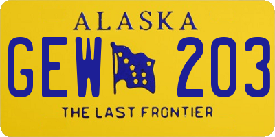 AK license plate GEW203