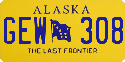 AK license plate GEW308