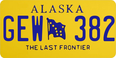 AK license plate GEW382