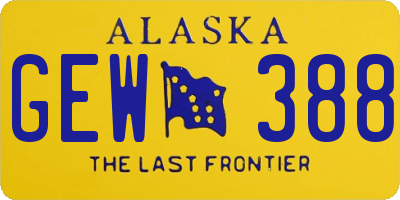 AK license plate GEW388