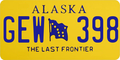 AK license plate GEW398