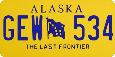 AK license plate GEW534