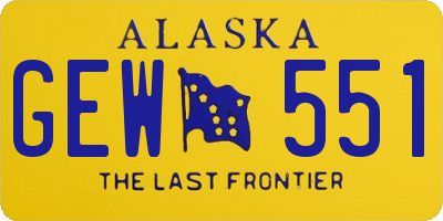 AK license plate GEW551