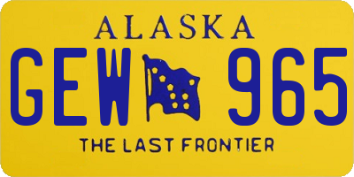 AK license plate GEW965