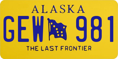 AK license plate GEW981