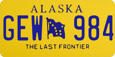 AK license plate GEW984