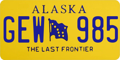 AK license plate GEW985