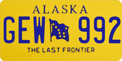 AK license plate GEW992