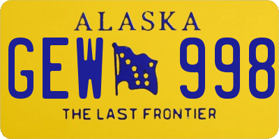 AK license plate GEW998